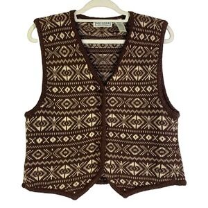 ARIZONA Vintage Wool Knit Wooden Button Preppy University Academia Vest